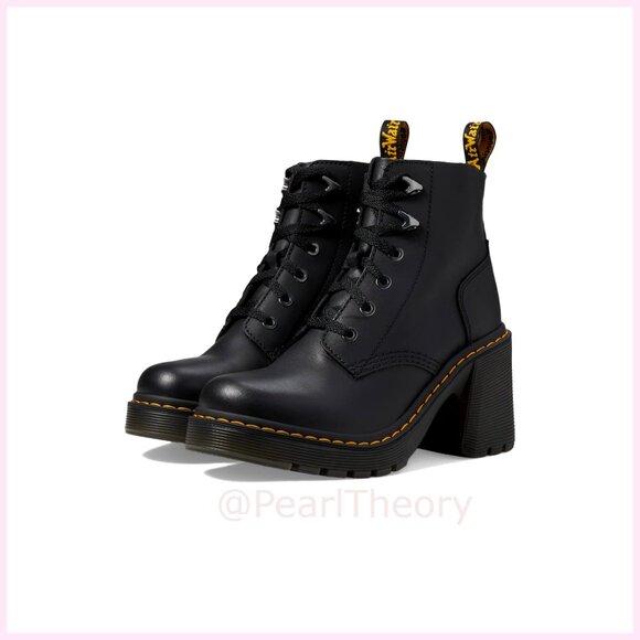 Leather Lace-Up Ankle Boots with Block Heel for Work